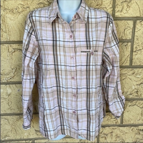 Allison Daley plaid button up shirt button up pearl buttons western - Picture 3 of 13